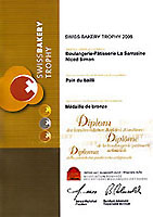 Mdaille de bronze du Swiss Bakery Trophy 2008 pour notre Pain aux fruits