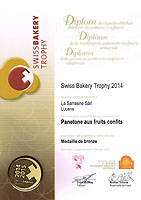 Mdaille de bronze du Swiss Bakery Trophy 2014 pour notre Panetone aux fruits confits