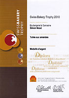 Mdaille d'argent du Swiss Bakery Trophy 2010 pour nos tuiles aux amandes